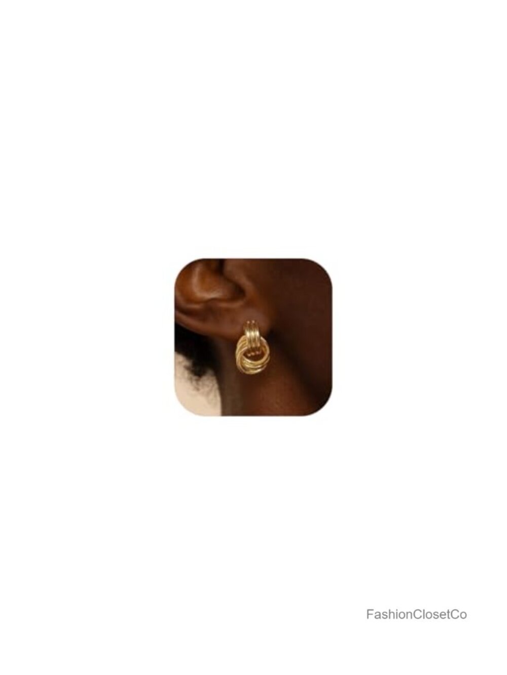 14K Gold Plated Chunky Knot Drop Dangle Earrings Lightweight Statement